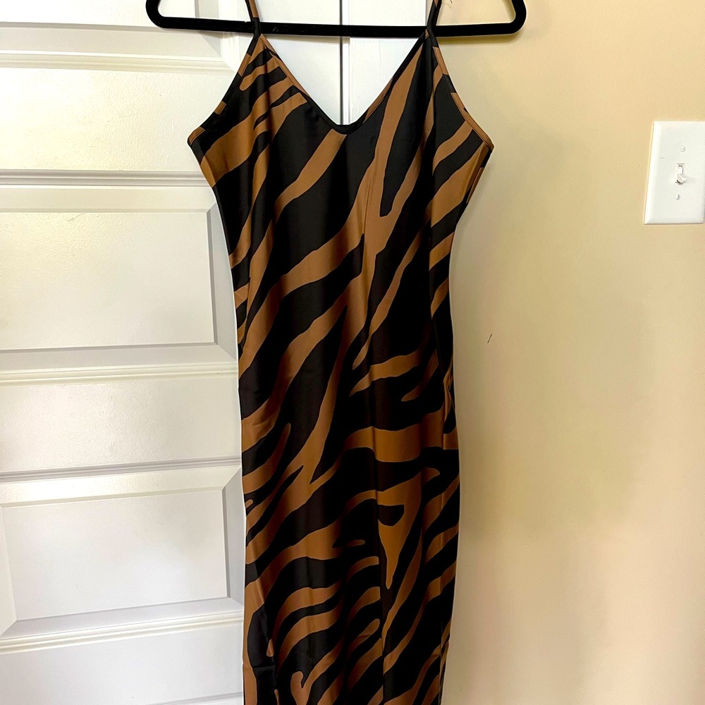 Animal print slip dress